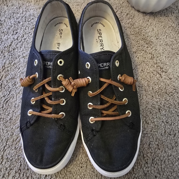 Sperry Top-sider lace-up sneakers, Memory Foam black, size 9, Since 1935 - Picture 1 of 9